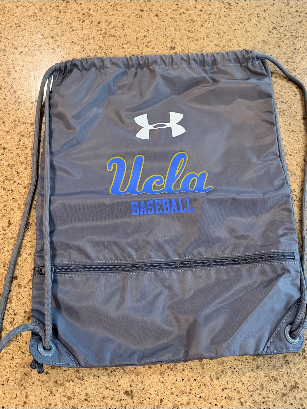 Under Armour UCLA Bruins Baseball String Backpack In Grey And Blue